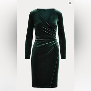 Lauren Ralph Lauren Deep Green Velvet Long Sleeve Dress